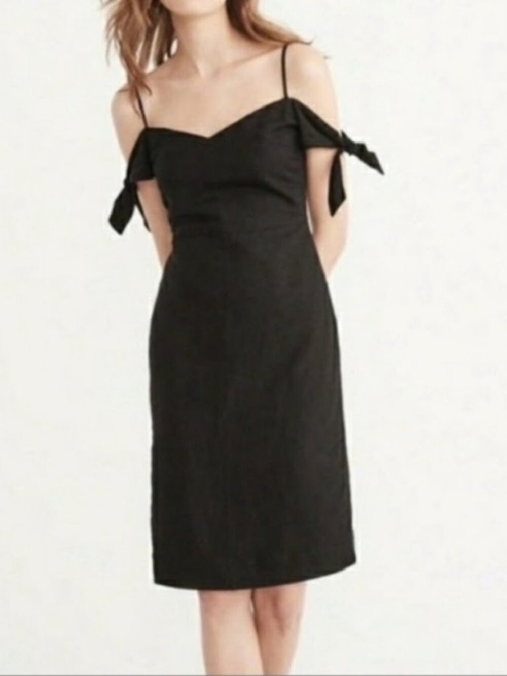 Abercrombie & Fitch Women's Black Linen Dress Cold Shoulder Short New Tags Small